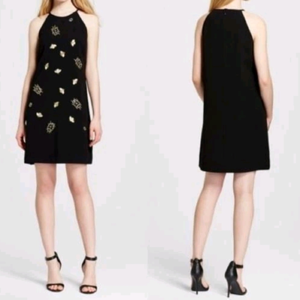 Victoria Beckham For Target Black Beaded Bug Dress